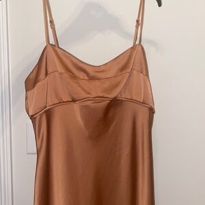 WAYF Bronze Satin Dress